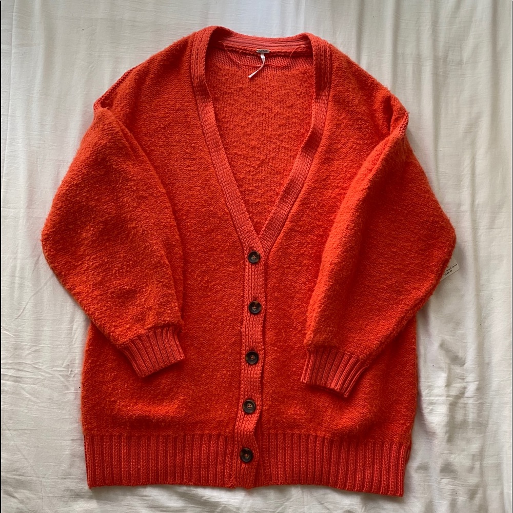 Free People Oversized Cardigan - Red/Orange